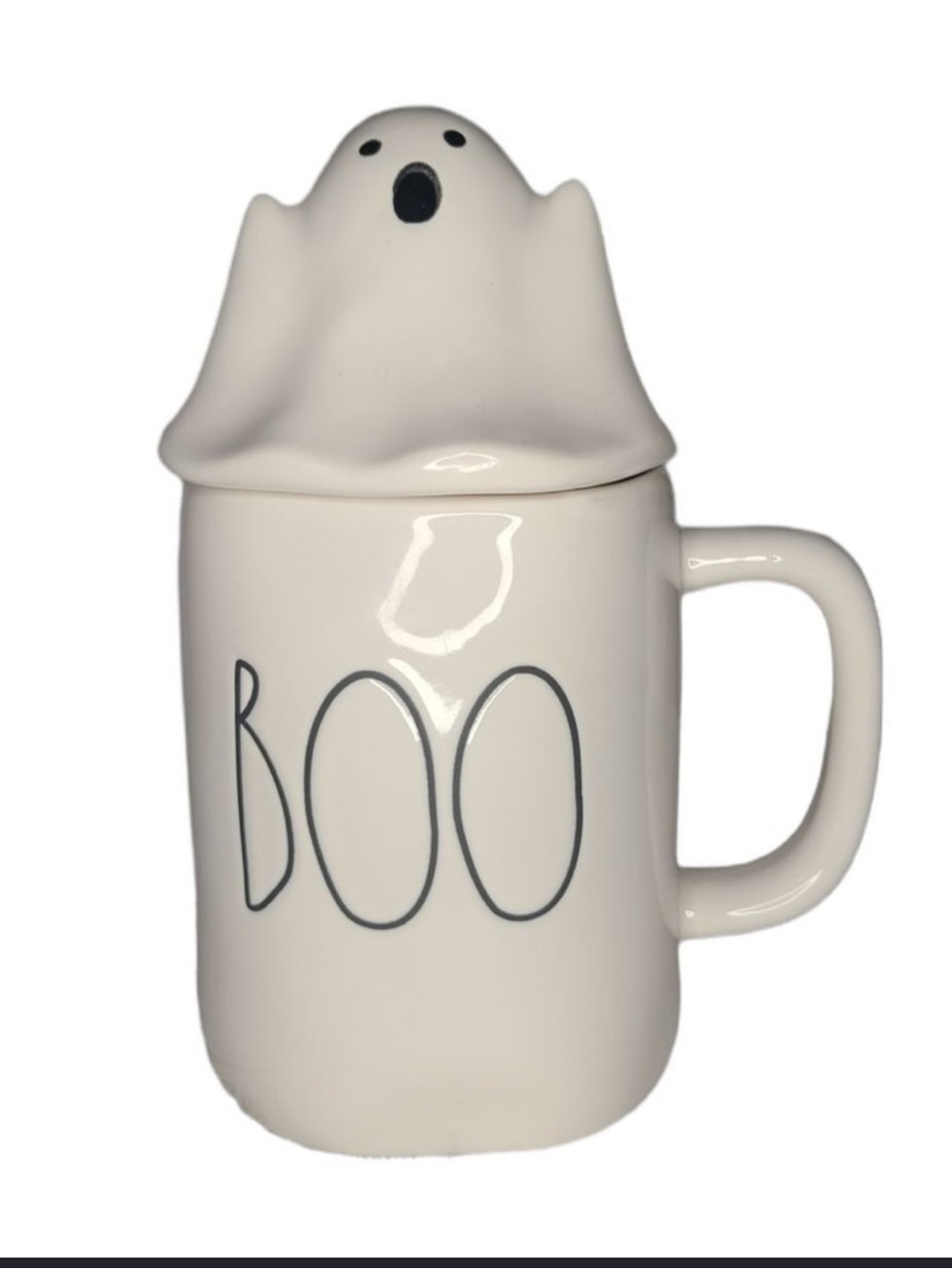 Rae Dunn Cream BOO Mug with Ghost Lid